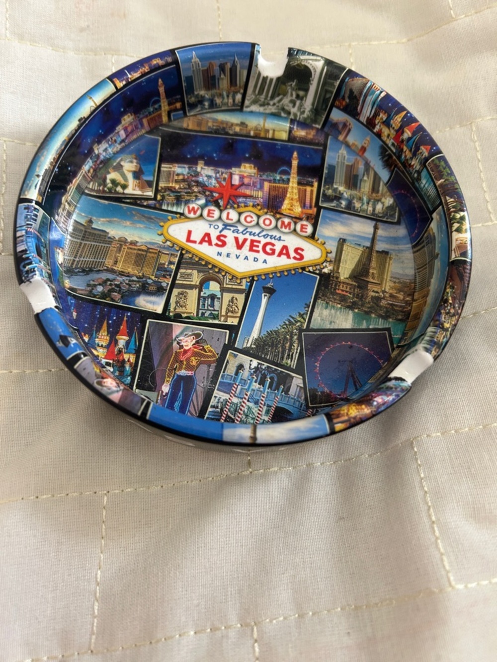 Las Vegas Souvenir Ashtray with Colorful Collage